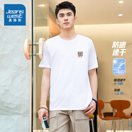 真維斯男裝2025夏季新款 簡(jiǎn)約休閑涼感防曬速干動(dòng)畫(huà)英文短TKC 白色2101 XL 185/104A