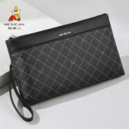 稻草人男士手包手拿包老花紋印花拉鏈信封包多卡位手抓包錢(qián)包生日禮物