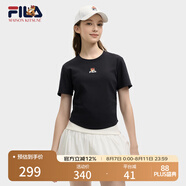 FILA 韓素希同款|斐樂官方女裝針織短袖2025夏新款修身小狐貍刺繡T恤 傳奇藍(lán)-NV 2XL 180/96A/XXL