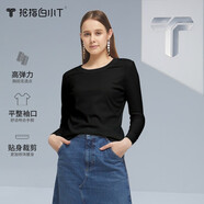 拇指白小T【斷碼清倉】四代棉絨長(cháng)袖女士T恤男女款純棉保暖磨毛加厚t恤打底 女款黑色 XS