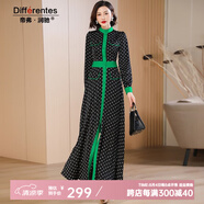 帝弗·潤(rùn)馳2025秋裝新款高端女裝 輕奢波點(diǎn)印花連衣裙修身及踝長(zhǎng)裙 黑色 M