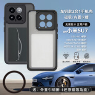 小米14 SU7車鑰匙一體手機(jī)殼帶卡包15內(nèi)置卡槽紅米K80硬殼放身份證件 精孔-半透磨砂黑(無(wú)需取卡 刷卡) 紅米 K80 Pro