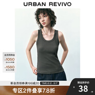 UR秋季新款女裝簡(jiǎn)約基礎(chǔ)純色修身彈力圓領(lǐng)背心UWB440041 深灰 S