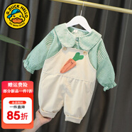 G.DUCKKIDS小黃鴨童裝女夏裝一周歲衣服女寶寶0-3歲嬰兒套裝5小童女孩兩件套 胡蘿卜背帶套裝春秋綠色 100 尺碼2~3歲【 90-100cm】
