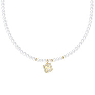 何方珠寶（HEFANG Jewelry）笑臉珍珠項鏈14K金輕奢法式高級飾品生日禮物 項鏈