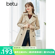 betu百圖女裝英倫風中長款風衣女春季新款通勤百搭收腰外套2102T64 卡其 L