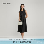 Calvin KleinJeans夏季女士休閑氣質(zhì)通勤ck系帶露腰刺繡無(wú)袖連衣裙J221175