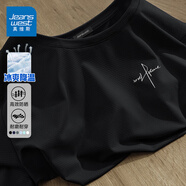 真維斯（Jeanswest）速干短袖男2025新款冰絲涼感網(wǎng)眼t恤夏季大碼男生運(yùn)動(dòng)防曬體恤潮 黑色(自由意志胸標(biāo)) XL /180(零感防曬耐穿耐磨)