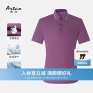 雅濤（artao）[含桑蠶絲]ARTAO/雅濤男士短袖T恤2024新品夏季商務(wù)舒適棉透氣 紫色 2XL 54
