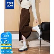 唐獅（TonLion）2024女高腰燈芯絨半身長裙 咖色 M 