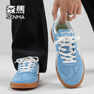 森馬（senma）男鞋秋季透氣防臭舒適百搭情侶同款小白潮鞋厚底增高網(wǎng)紅超火板鞋 天藍 43