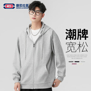 GENIOLAMODE衛(wèi)衣男韓版連帽純色拉鏈開(kāi)衫衛(wèi)衣寬松休閑基礎(chǔ)百搭外套