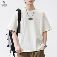 啄木鳥(niǎo)（TUCANO）短袖t恤男款夏季2025新款潮流字母印花美式休閑體恤男 W6238米黃 XL 【135-155斤】