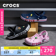 卡駱馳crocs洞洞鞋貝雅卡駱班輕便耐磨一腳蹬休閑鞋|205089 黑色/白色-066 37 /38(230mm)