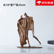 橡樹莊園【新品】現(xiàn)代簡約輕奢金屬天使人物翅膀擺件書柜書架樣板間家居裝 鋁合金古銅色雙人組