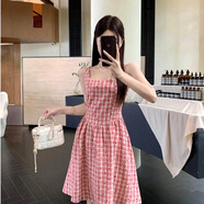 溥畔設計感甜美格紋吊帶裙女夏季新款俏皮少女感修身顯瘦蓬蓬短裙 圖片色 S