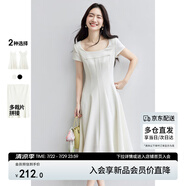 尚都比拉優(yōu)雅氣質兩袖長A字連衣裙女夏季收腰顯瘦短袖裙吊帶裙白色中長裙