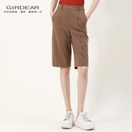 哥弟（GIRDEAR）夏季時(shí)尚顯瘦高腰休閑寬松百搭直筒短褲1100382 卡其色 S （2碼）
