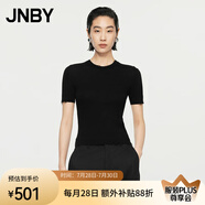 江南布衣（JNBY）秋冬新品針織衫T恤女正肩修身羊毛套頭優(yōu)雅5O7313340 001/本黑 XL