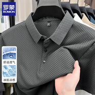 羅蒙（ROMON）冰絲無痕短袖t恤男2025夏季翻領潮流純色半袖商務休閑百搭打底衫 深灰 M
