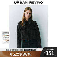 UR秋冬新款女裝慵懶質(zhì)感軟糯毛絨短款翻領(lǐng)外套UYY140019 深灰 M
