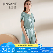金三塔商場同款真絲睡衣女100%桑蠶絲優(yōu)雅蕾絲圓領(lǐng)真絲睡裙情人節(jié)禮物 黛青色4549 M