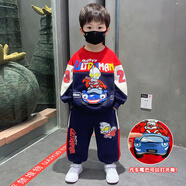 迪士尼（Disney）衣服男童秋冬季套裝2025新款時髦兒童寶寶加絨衛(wèi)衣洋氣春秋款潮流 紅領/春秋汽車奧特曼套裝 亮燈 90