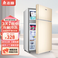 志高冰箱小型雙門(mén)迷你小冰箱 家用租房雙開(kāi)門(mén)電冰箱 節能兩門(mén)冰箱 49A128L香檳金-一級能效
