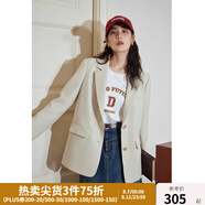 獨(dú)束大碼女裝通勤輕職業(yè)隨性西裝外套女春季新款微胖mm簡(jiǎn)約風(fēng)尚上衣 奶油米 XL （尺碼：3）