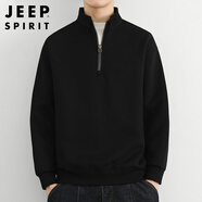 JEEP SPIRIT吉普半拉鏈衛衣男秋冬季韓版立領(lǐng)針織衫男潮流上衣 黑色 3XL