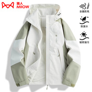 貓人（MiiOW）春秋短外套女男chic新款防風(fēng)薄款?yuàn)A克潮牌戶外單層登山服 LSM1818D綠白-女(單外套) L