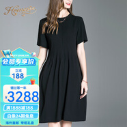 Homesee海外輕奢高端連衣裙歐美大碼女裝胖mm氣質(zhì)顯瘦遮肚設計感時(shí)尚小黑 黑色 L