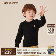 PawinPaw卡通小熊童裝秋冬新款男女童圓領(lǐng)毛衣學(xué)院風(fēng)舒適拜年過(guò)年 Black黑色/19 90 cm
