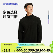 迪卡儂男式山地徒步搖粒絨保暖夾克MH100 黑色 4094318 L
