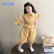 未來(lái)之星女童套裝2025新款寶寶無(wú)袖襯衫防蚊褲子兩件套小女孩衣服 姜黃色兩件套 90 關(guān)注收藏優(yōu)先發(fā)貨
