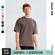 bosie【小花人系列】夏季新款短袖T恤男女情侶刺繡基礎(chǔ)簡(jiǎn)約圓領(lǐng)上衣 深灰色 M