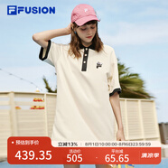 FILA FUSION斐樂潮牌女子連衣裙夏時尚寬松簡約POLO領(lǐng)連身裙 乳糖色-BG XL （175/92A/XL）