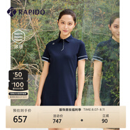 Rapido【新品】靂霹道2025年春夏女士運(yùn)動涼感撞色POLO連衣裙CP5171E05 藏青色 M 160/84A