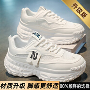 南極人（Nanjiren）歐洲站男鞋夏季透氣網(wǎng)面輕奢高端運動(dòng)鞋輪胎底增高男士潮牌老爹鞋 白色[升級款] 39 現貨速發(fā)