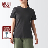 無印良品（MUJI） 女式 雙羅紋編織 T恤 休閑百搭 短袖女夏季薄荷曼波風(fēng) 炭灰色 3S XS