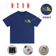 COLORFUL GEMS國(guó)潮字母刺繡短袖T恤寬松百搭情侶上衣MEDM23SS 藏青色【M刺繡】棉280克 M 適合80-100斤