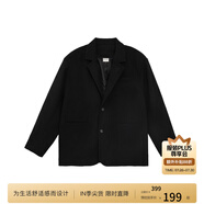 BODYDREAM休閑西裝男肌理感大碼外套復古高級感西服夾克/西褲套裝 黑色西裝 2XL