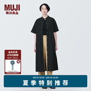 無印良品（MUJI）女式 涼感平紋立領(lǐng)短袖連衣裙 女裝裙子夏季長裙涼感物語BC2ICC4A 黑色 M 160/84A