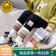 G.DUCKKIDS童裝女童打底褲加絨秋冬季女寶寶棉褲子冬款洋氣潮外穿兒童保暖褲 黑色彩色熊一體絨 90 建議身高80-90cm年齡1歲半-2歲