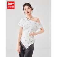IEF/愛(ài)依服2025夏季新款美式甜酷個(gè)性辣妹氣質(zhì)露肩修身百搭上衣 滿(mǎn)幅白 S