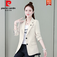 皮爾卡丹（pierre cardin）西服外套女2025年秋季新款休閑寬松顯瘦長(zhǎng)袖小西裝洋氣質(zhì)百搭上衣 杏色 2XL 120-130斤