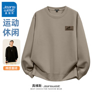 真維斯（Jeanswest） 衛(wèi)衣男春秋季重磅青少年無帽寬松港風復古大碼男女生圓領外套潮 米咖色#DZS山頂 L 【寬松舒適，親膚透氣】