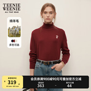 Teenie Weenie小熊女裝春季簡約時尚休閑雙層高領針織毛衣打底衫 深紅色 M 165