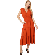 Calvin Klein女無(wú)袖連衣裙V領(lǐng)Aline連衣裙Gauze VNeck Tiered Skirt Dress Clay 均碼 |8