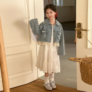 女童夏裙套裝2025新款女大童夏季洋氣時(shí)髦吊帶裙夏裝牛仔外套裙子 單件-白色吊帶連衣裙 160